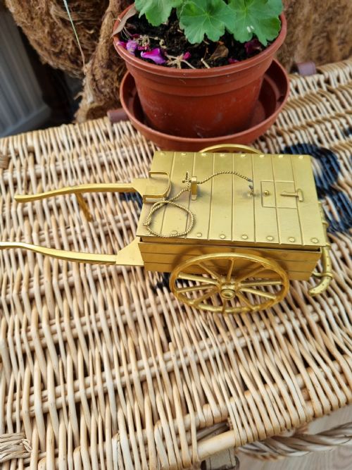 Quality 19thc Brass Cart Jewellry Box London Maker Hopkins Bond St.