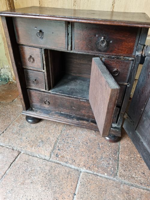 fig 1. 17THC OAK SPICE CUPOARD WITH INTERIOR DRAWERS C1660
