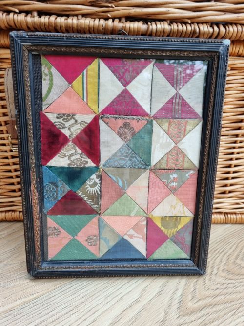 A Rare Georgian Frame of Silkwork Material Samples C1770