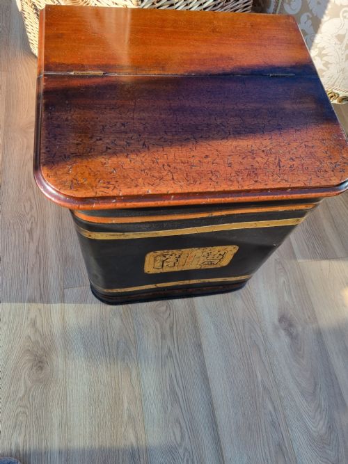fig 1. SUPER LARGE L19THC TEA CANISTER WITH A MAHOGANY TOP