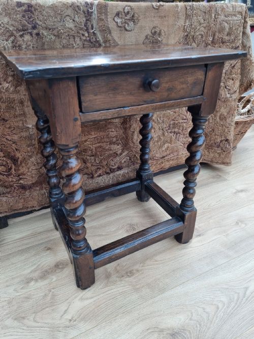 Antique 17thc Oak Side Table of Small Size.