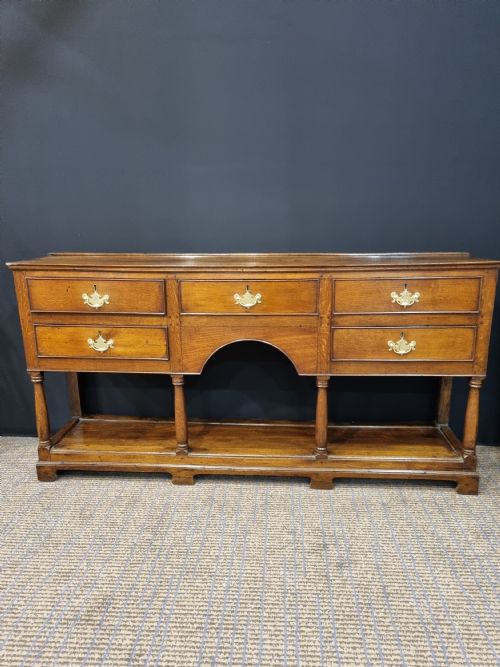 Late 18thc Oak 5 Drawer South Wales Potboard Dresser.