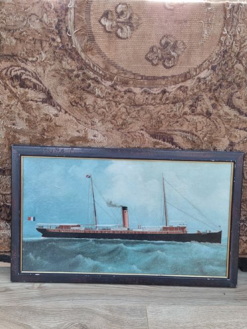 Early 20thc Oil Painting of a Tramp Steamer "Hating"