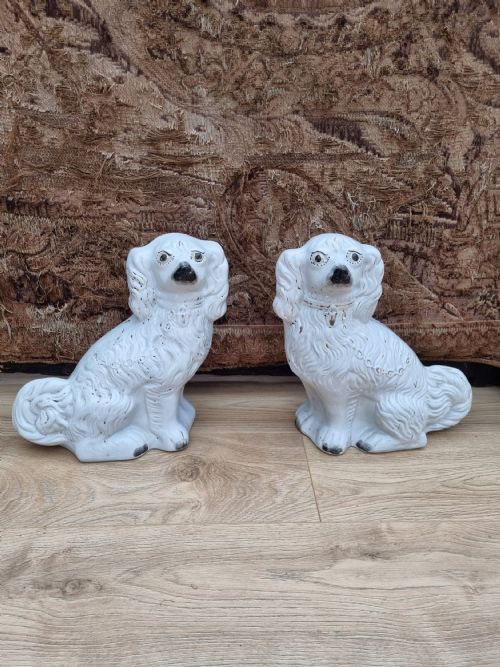 Large Antique Pair of Staffordshire Dogs Perfect