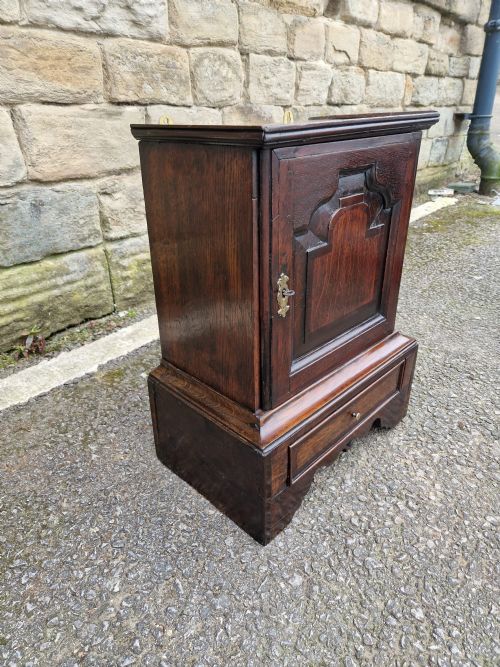 fig 1. 18THC NORTH COUNTRY SMALL OAK AND MAHOGANY SPICE CUPBOARD