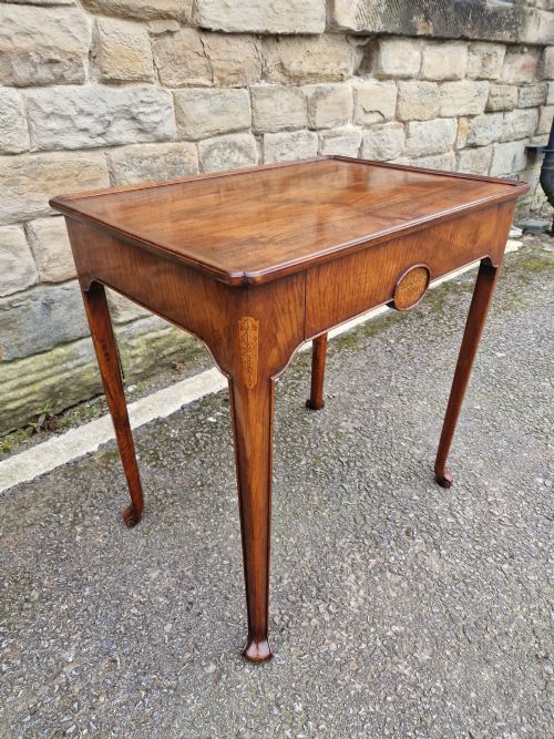 A Smart 19thc Walnut Inlaid End/silver Table