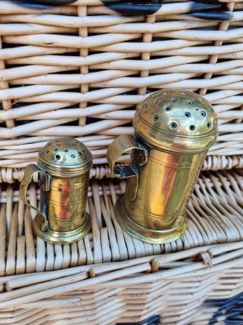 2 Good 18thc Brass Shakers /"Muffineers"