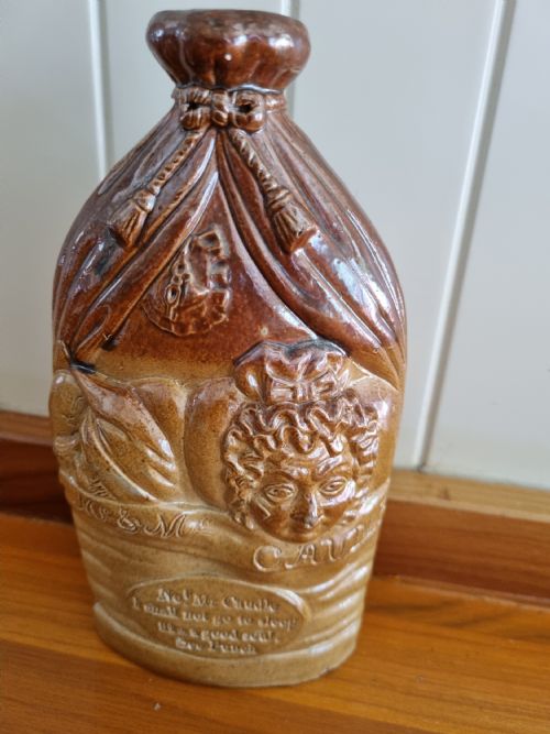 Good Doulton and Watts Mr Caudle Stoneware Gin Flask