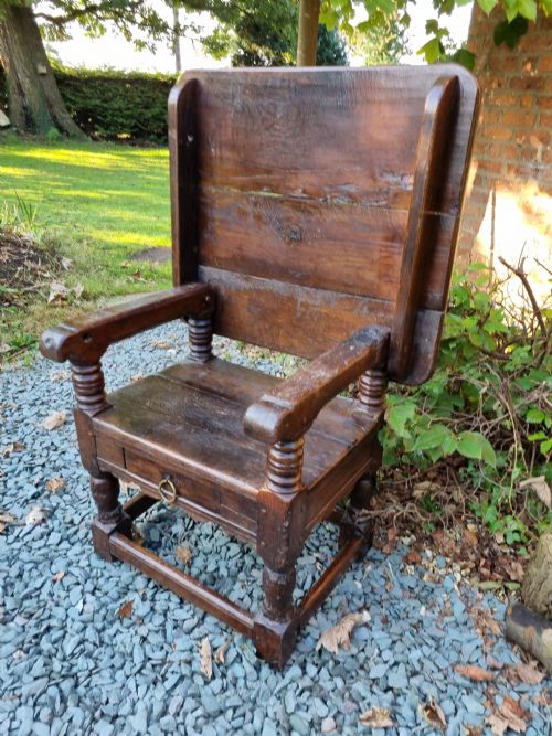 Late 17thc Small Oak Table Chair (Monk,s Bench)