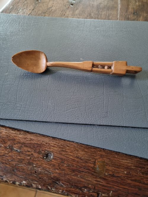 A Small Antique Sycamore Welsh Love Spoon .