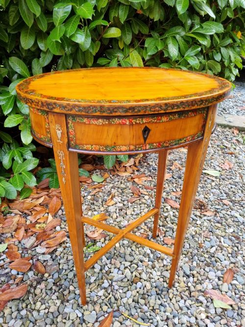 Good L18thc/e19thc Painted and Decorated Satinwood Oval Table.