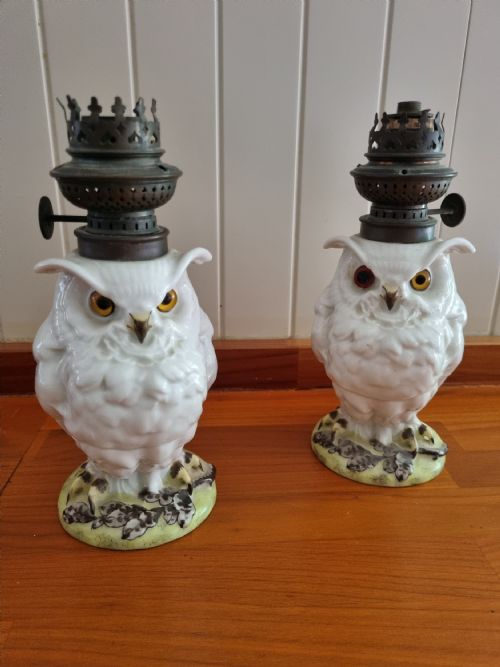 A True Pair of W Whiteley of London China Oil Lamps