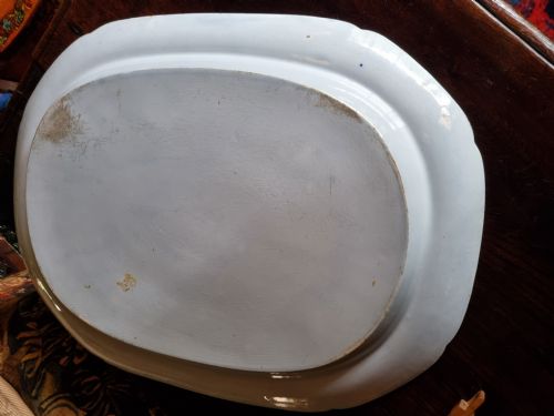 fig 1. LARGE PERFECT EARLY 19THC BLUE AND WHITE MEAT PLATE