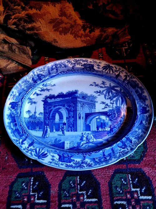Massive 19thc Spode Oval  Caramanian Meat Plate