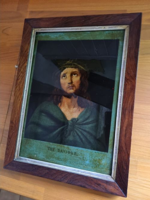 L18thc/e19thc Reverse Glass Picture of "The Saviour"