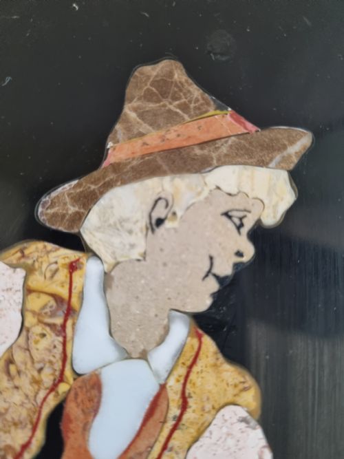 19THC ITALIAN PIETRE DURE MARBLE PICTURE OF A SHEPHERD BOY - ADDITIONAL PHOTO 4