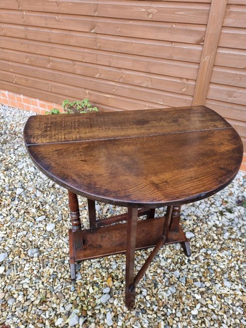 SMALL WELL PATINATED E18THC OAK GATELEG TABLE SLEIGH BASE - ADDITIONAL PHOTO 8