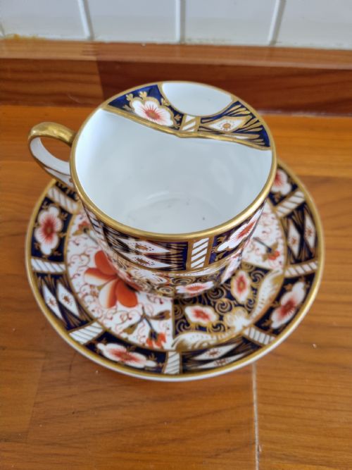 Royal Crown Derby 2451 Imari Pattern Moustache Cup and Saucer Perfect