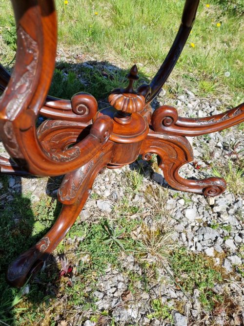 SUPER ANTIQUE INLAID WALNUT TABLE - ADDITIONAL PHOTO 1