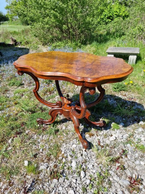 SUPER ANTIQUE INLAID WALNUT TABLE - ADDITIONAL PHOTO 2