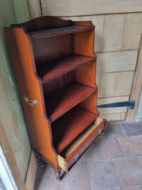 fig 1. ANTIQUE MAHOGANY OPEN BOOKSHELVES WITH DRAWER