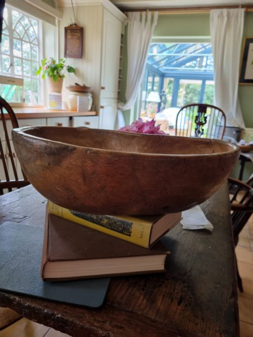 fig 1. MASSIVE DATED 1829 SWEDISH BIRCH MIXING BOWL