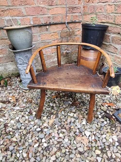 fig 1. PRIMITIVE E19THC WELSH HOOP BACK ASH AND ELM CHILDS CHAIR
