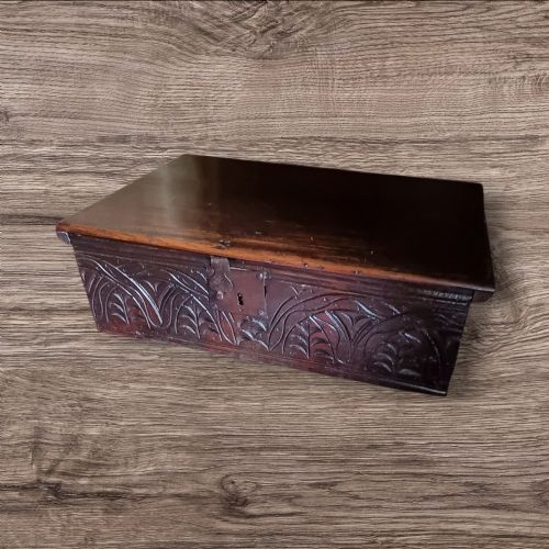 Good 17thc Oak Carved Bible Box
