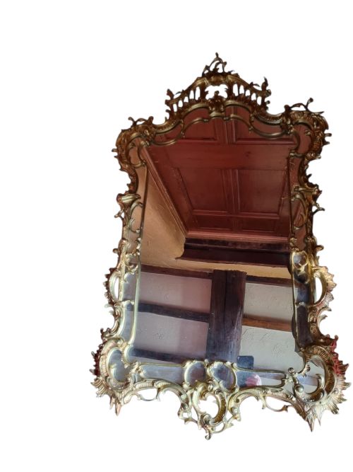 Large 19thc Gilded Metal Rococo Drawing Room Mirror
