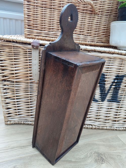 ANTIQUE 18THC OAK HANGING CANDLE BOX - ADDITIONAL PHOTO 6