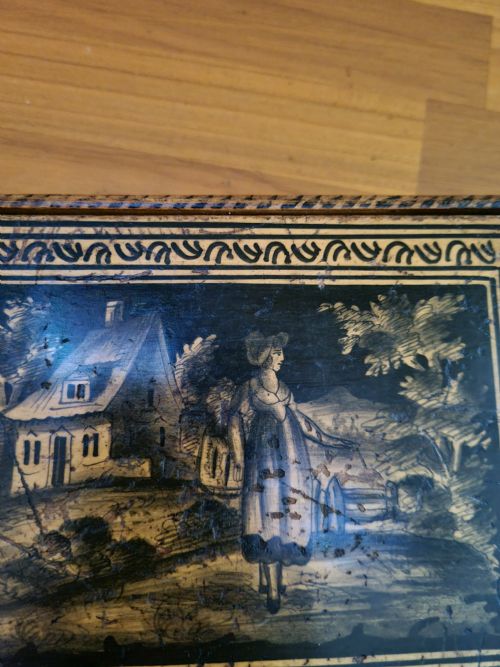 fig 1. SCARCE L18THC PENWORK CASKET WITH HANDLE