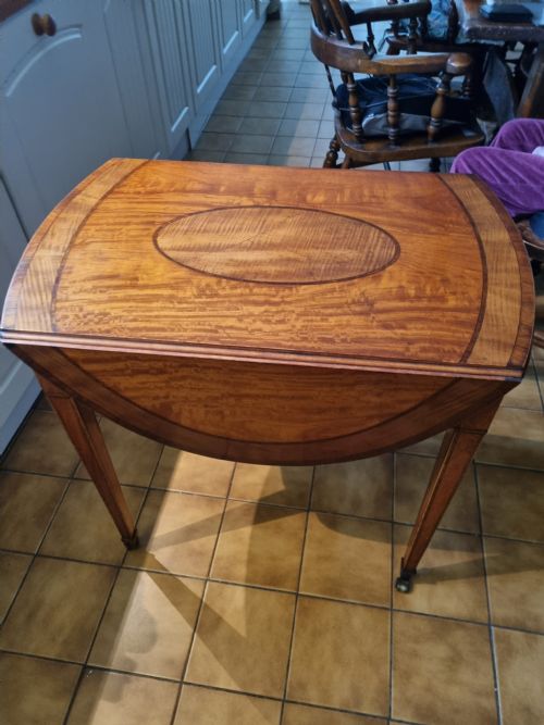 GOOD GEORGIAN INLAID SATINWOOD DROP FLAP TABLE - ADDITIONAL PHOTO 5