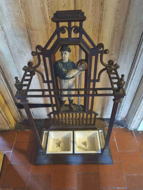 Rare Original 1893 Footballer Cast Iron Stick Stand