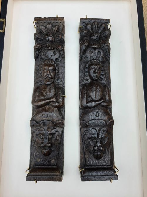17thc Pair of Carved Oak Caryatids C1660