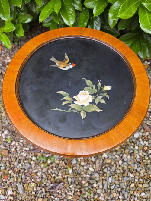 fig 1. SMART 19THC INLAID PIETRA DURA TOPPED SATINWOOD OCC TABLE