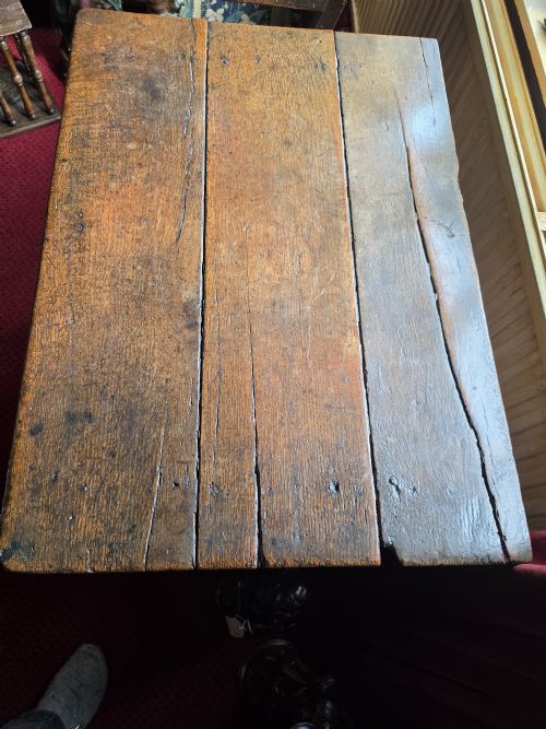 17THC OAK AND INLAID 2 DRAWER ENGLISH SIDE TABLE C1660 - ADDITIONAL PHOTO 6