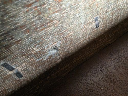 17THC OAK AND INLAID 2 DRAWER ENGLISH SIDE TABLE C1660 - ADDITIONAL PHOTO 7