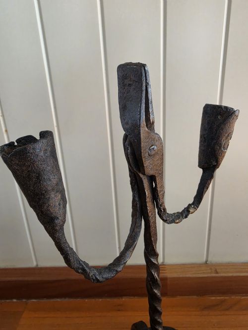 RARE L17THCE18THC WROUGHT IRON RUSHLIGHT CANDLEHOLDER - ADDITIONAL PHOTO 3