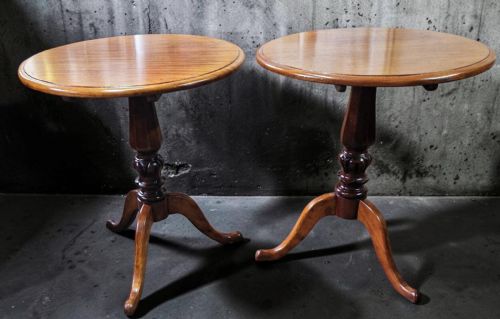 GENUINE PAIR OF 19THC MAHOGANY TRIPOD TABLES - ADDITIONAL PHOTO 3