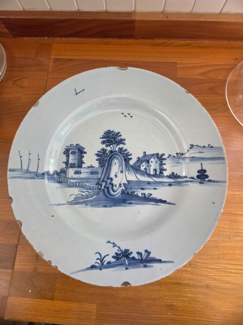 18thc Bristol Delft Blue and White Charger.37cms W