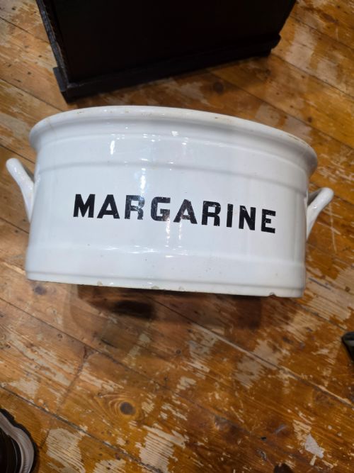 Rare 19thc Grocers Margarine Ceramic Tub