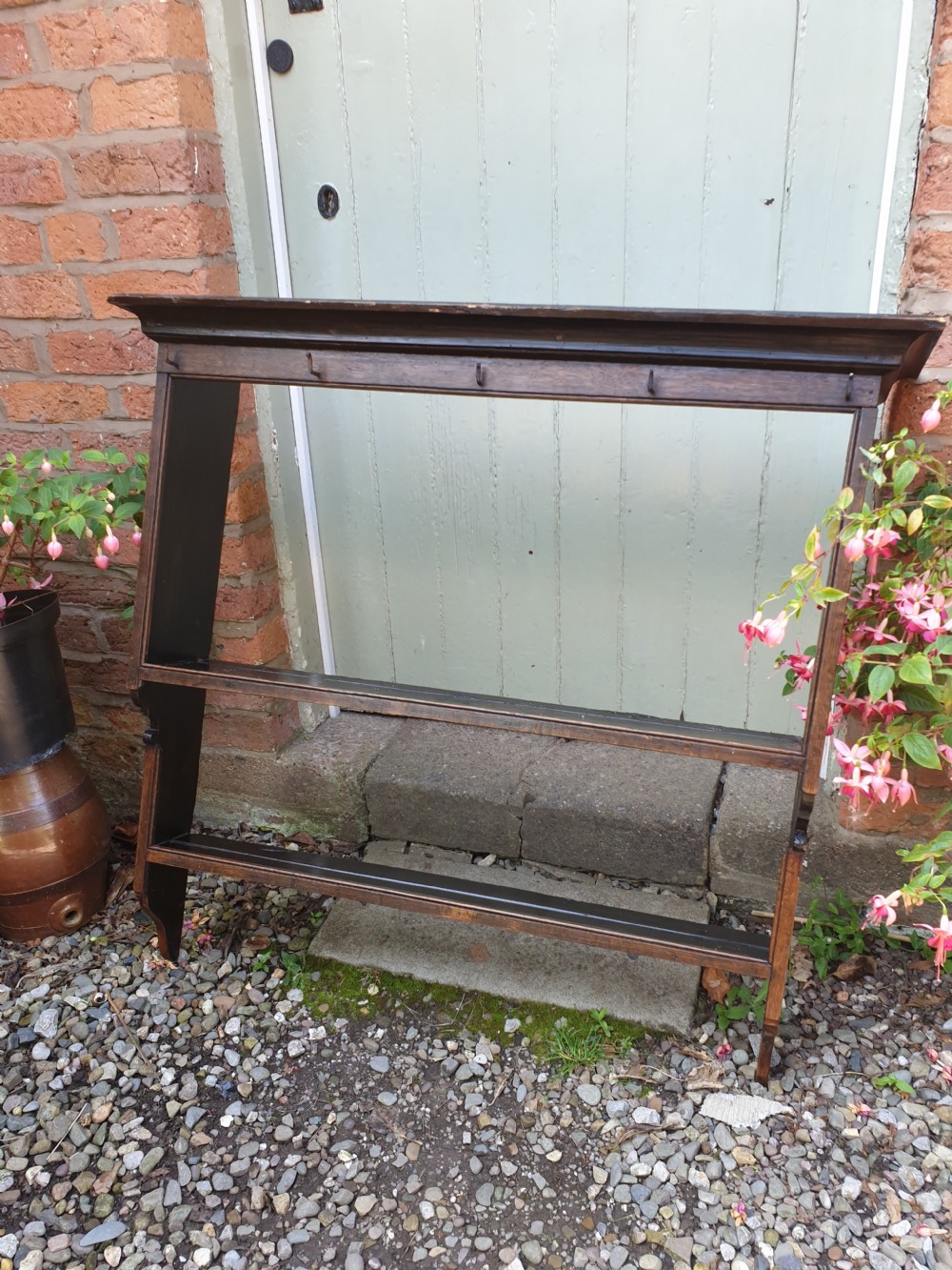 ORIGINAL SMALL 18THC WELSH OAK PLATE/DELFT RACK WITH SPOON SLOTS View V