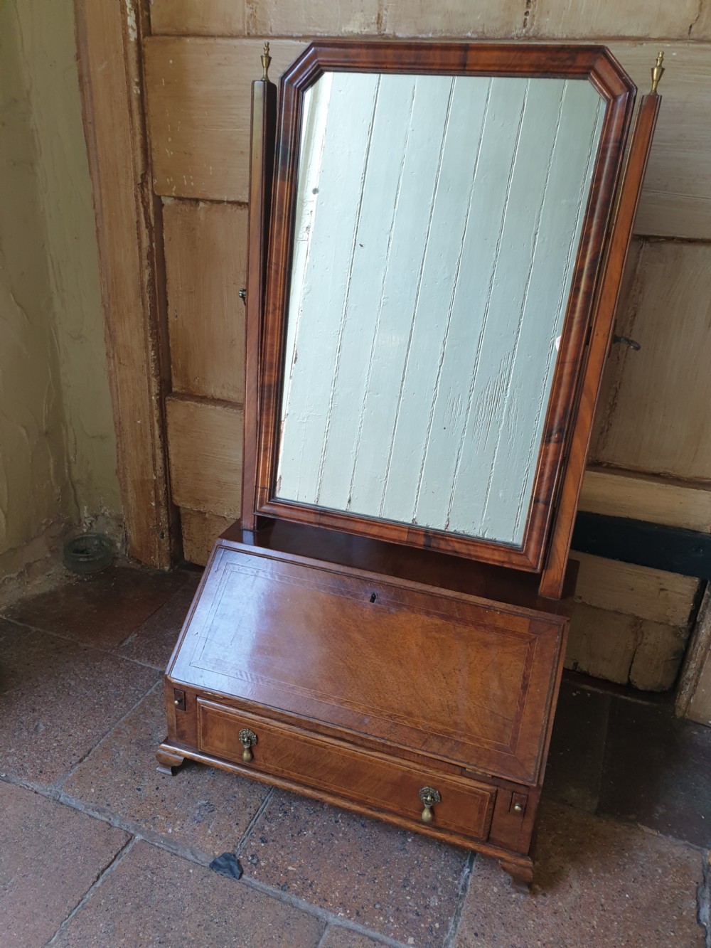 ANTIQUE WALNUT DRESSING  MIRROR WITH A BUREAU BASE  View IV