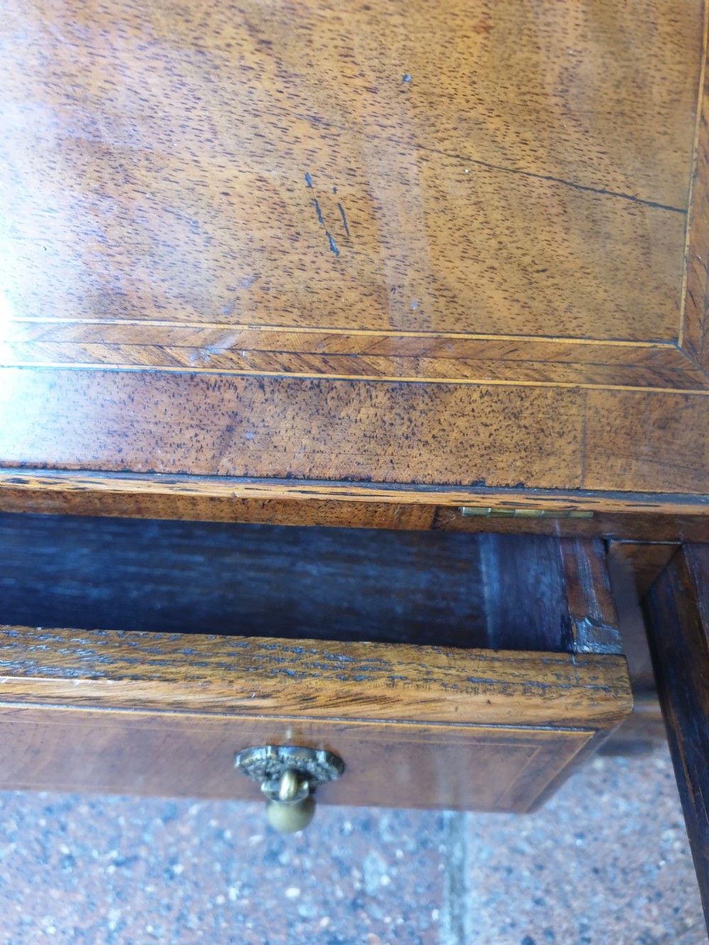 ANTIQUE WALNUT DRESSING  MIRROR WITH A BUREAU BASE  View V