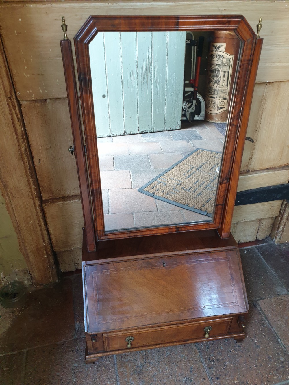 ANTIQUE WALNUT DRESSING  MIRROR WITH A BUREAU BASE  View VI