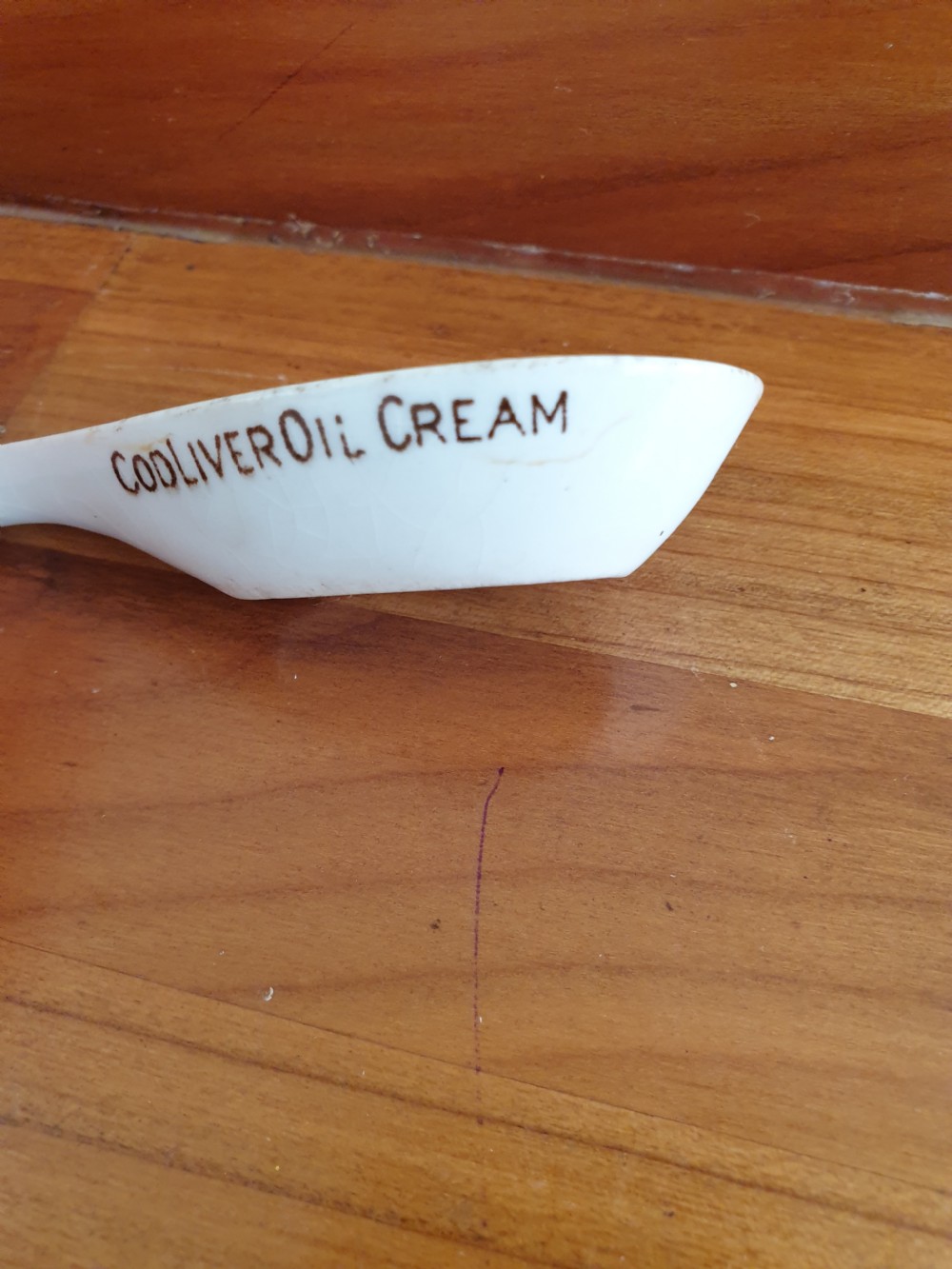 A RARE 19THC SCOTTISH POTTERY CHILD,S COD LIVER OIL SPOON  View VI