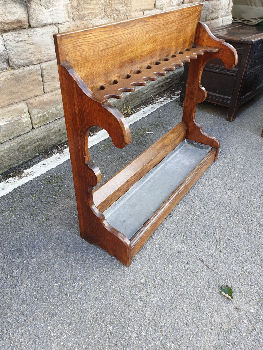 A LARGE 19THC COUNTRY HOUSE SIZE OAK STICK/UMBRELLA STAND View III