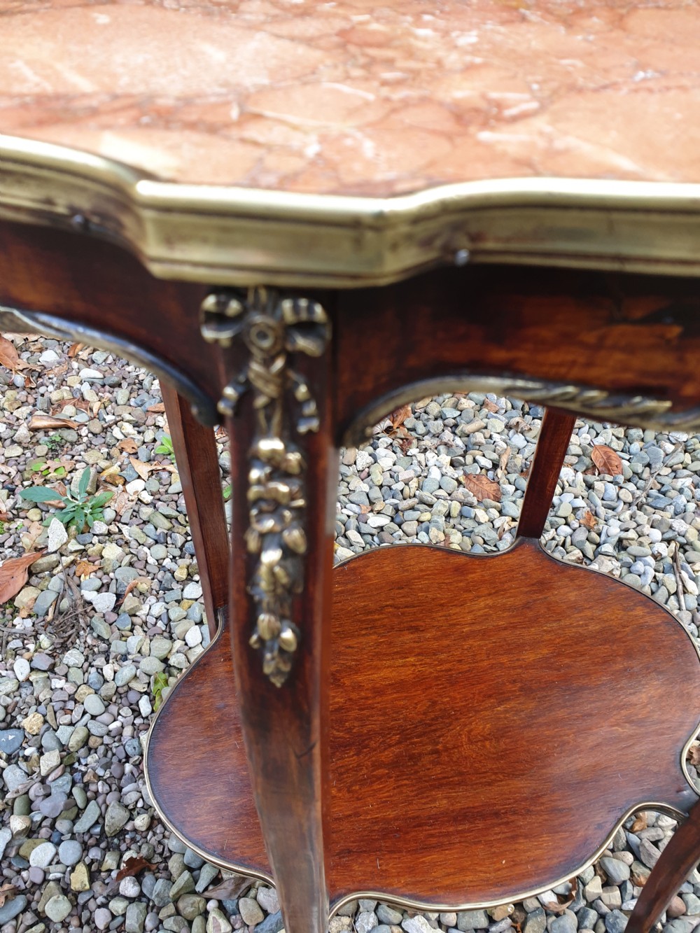 A 19thc FRENCH MAHOGANY SMALL,MARBLE AND ORMULU MOUNTED OCCASIONAL TABLE . View II