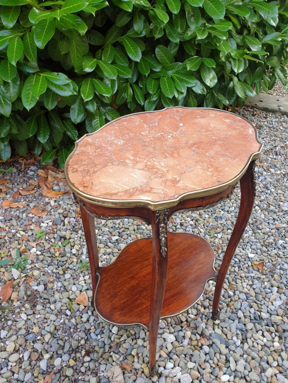 A 19thc FRENCH MAHOGANY SMALL,MARBLE AND ORMULU MOUNTED OCCASIONAL TABLE . View III