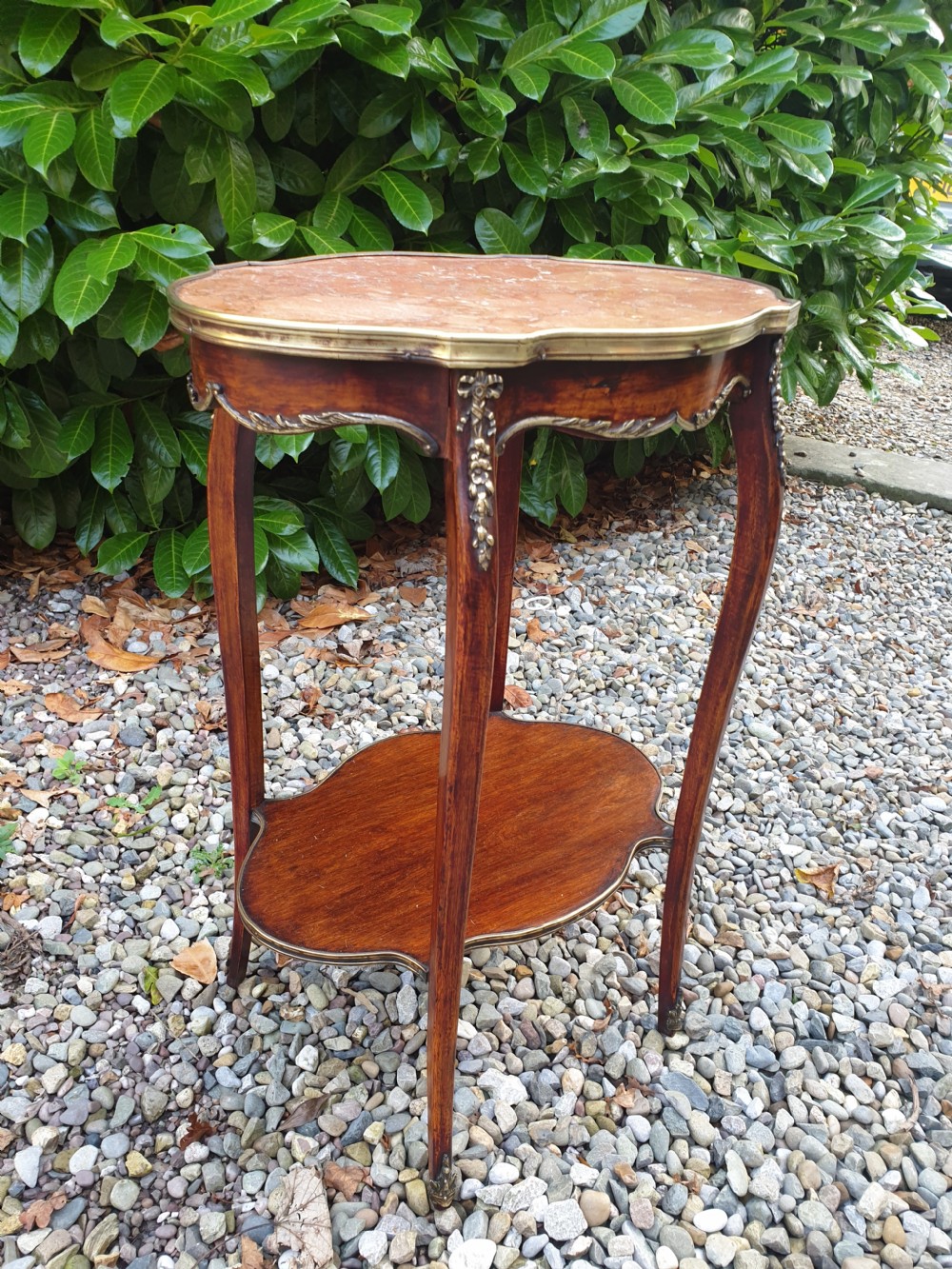 A 19thc FRENCH MAHOGANY SMALL,MARBLE AND ORMULU MOUNTED OCCASIONAL TABLE . View VII